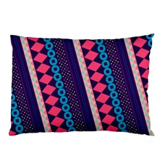 Purple And Pink Retro Geometric Pattern Pillow Case by DanaeStudio