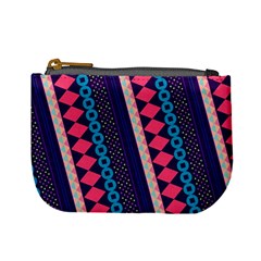 Purple And Pink Retro Geometric Pattern Mini Coin Purses by DanaeStudio