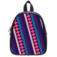 Purple And Pink Retro Geometric Pattern School Bags (small)  by DanaeStudio