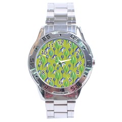 Tropical Floral Pattern Stainless Steel Analogue Watch by dflcprints