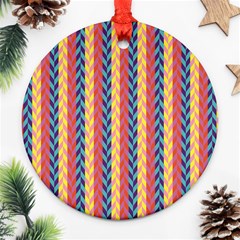 Colorful Chevron Retro Pattern Round Ornament (two Sides) 