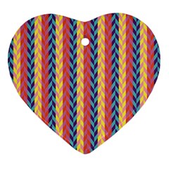 Colorful Chevron Retro Pattern Heart Ornament (2 Sides)