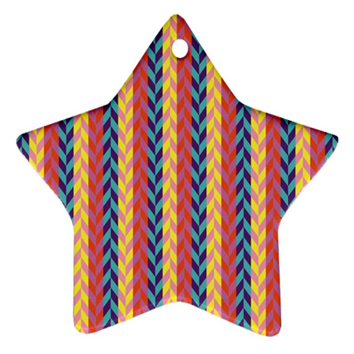 Colorful Chevron Retro Pattern Star Ornament (Two Sides) 