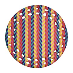 Colorful Chevron Retro Pattern Round Filigree Ornament (2side)