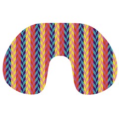 Colorful Chevron Retro Pattern Travel Neck Pillows by DanaeStudio