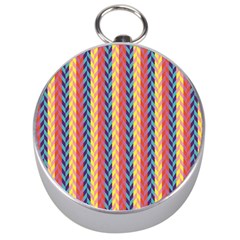 Colorful Chevron Retro Pattern Silver Compasses by DanaeStudio