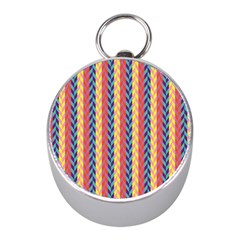 Colorful Chevron Retro Pattern Mini Silver Compasses by DanaeStudio