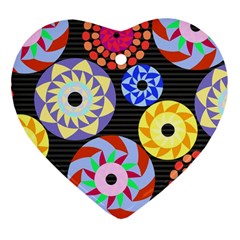 Colorful Retro Circular Pattern Ornament (heart) 