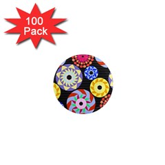 Colorful Retro Circular Pattern 1  Mini Magnets (100 Pack)  by DanaeStudio