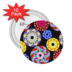 Colorful Retro Circular Pattern 2 25  Buttons (10 Pack)  by DanaeStudio