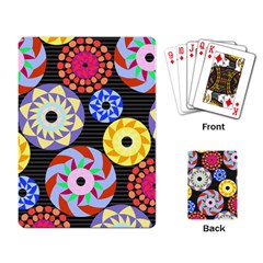 Colorful Retro Circular Pattern Playing Card