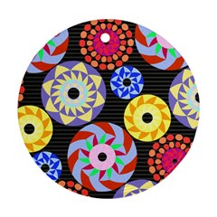 Colorful Retro Circular Pattern Round Ornament (two Sides) 