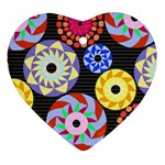 Colorful Retro Circular Pattern Heart Ornament (2 Sides) Front