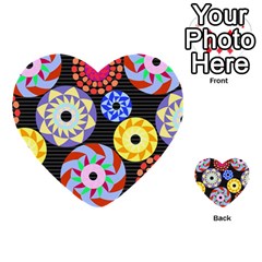 Colorful Retro Circular Pattern Multi-purpose Cards (heart) 