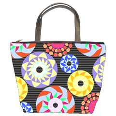 Colorful Retro Circular Pattern Bucket Bags by DanaeStudio