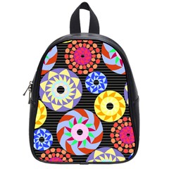 Colorful Retro Circular Pattern School Bags (small)  by DanaeStudio