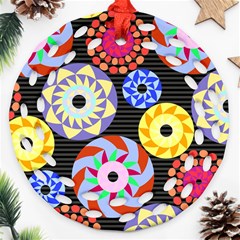 Colorful Retro Circular Pattern Ornament (round Filigree) 