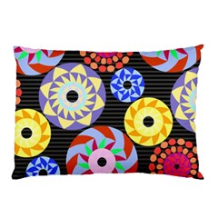 Colorful Retro Circular Pattern Pillow Case (two Sides) by DanaeStudio