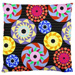 Colorful Retro Circular Pattern Large Cushion Case (one Side) by DanaeStudio