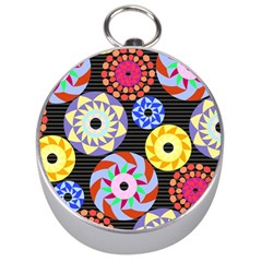 Colorful Retro Circular Pattern Silver Compasses by DanaeStudio