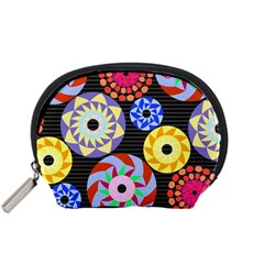 Colorful Retro Circular Pattern Accessory Pouches (small)  by DanaeStudio