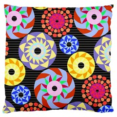 Colorful Retro Circular Pattern Large Flano Cushion Case (one Side) by DanaeStudio