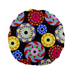 Colorful Retro Circular Pattern Standard 15  Premium Flano Round Cushions by DanaeStudio