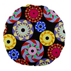 Colorful Retro Circular Pattern Large 18  Premium Flano Round Cushions by DanaeStudio