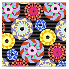 Colorful Retro Circular Pattern Large Satin Scarf (square) by DanaeStudio