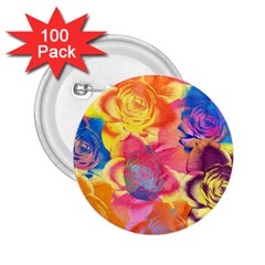 Pop Art Roses 2 25  Buttons (100 Pack)  by DanaeStudio