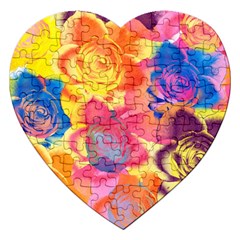 Pop Art Roses Jigsaw Puzzle (heart) by DanaeStudio