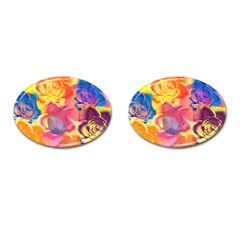 Pop Art Roses Cufflinks (oval) by DanaeStudio