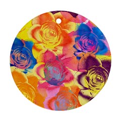 Pop Art Roses Round Ornament (two Sides) 