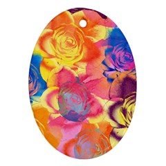 Pop Art Roses Oval Ornament (two Sides)