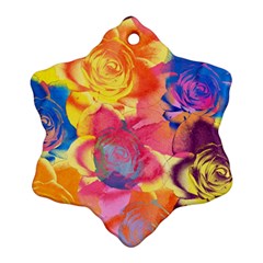 Pop Art Roses Snowflake Ornament (2-side)