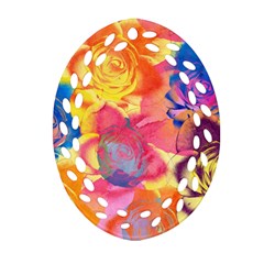 Pop Art Roses Ornament (oval Filigree) 