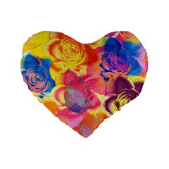 Pop Art Roses Standard 16  Premium Flano Heart Shape Cushions