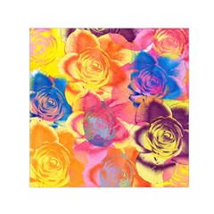 Pop Art Roses Small Satin Scarf (square)  by DanaeStudio