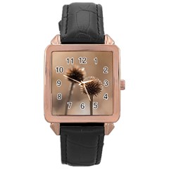 2  Verwelkte Kugeldistel Rose Gold Leather Watch  by wsfcow