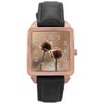 2  Verwelkte Kugeldistel Rose Gold Leather Watch  Front