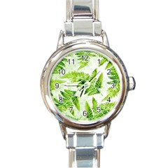 Fern Leaves Round Italian Charm Watch