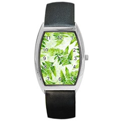 Fern Leaves Barrel Style Metal Watch