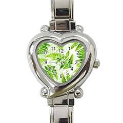 Fern Leaves Heart Italian Charm Watch by DanaeStudio