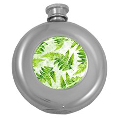 Fern Leaves Round Hip Flask (5 Oz) by DanaeStudio