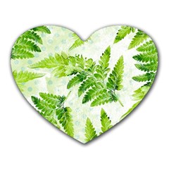 Fern Leaves Heart Mousepads by DanaeStudio