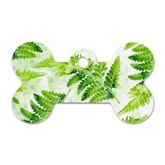 Fern Leaves Dog Tag Bone (one Side) by DanaeStudio