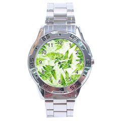 Fern Leaves Stainless Steel Analogue Watch