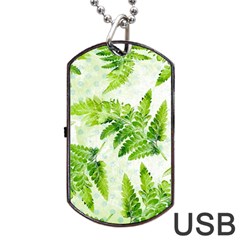 Fern Leaves Dog Tag USB Flash (One Side)