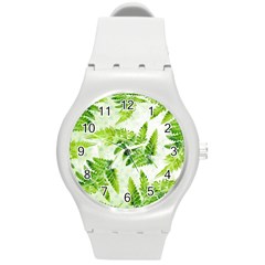 Fern Leaves Round Plastic Sport Watch (M)