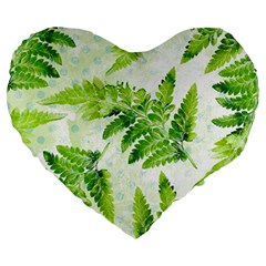 Fern Leaves Large 19  Premium Heart Shape Cushions